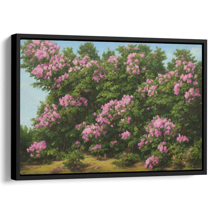 Blissful Petal Paradise: Lush Pink Blossoms Landscape Canvas Art Print