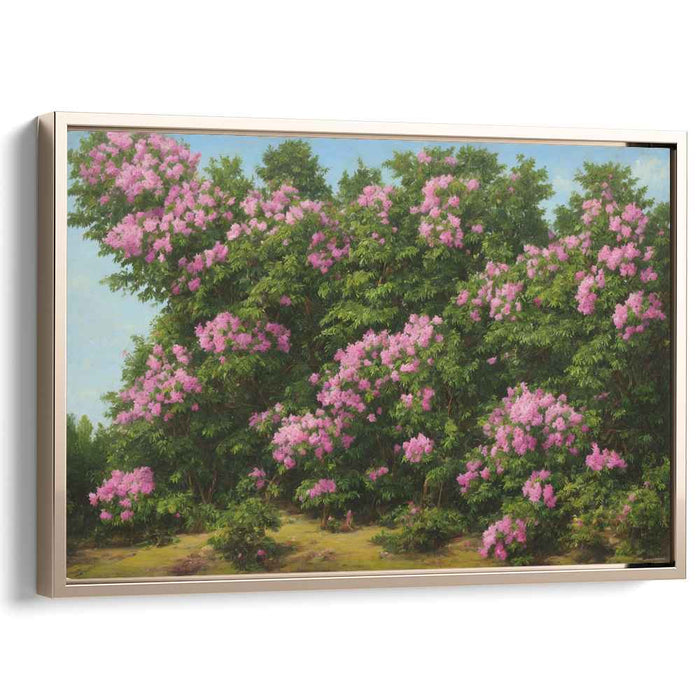 Blissful Petal Paradise: Lush Pink Blossoms Landscape Canvas Art Print
