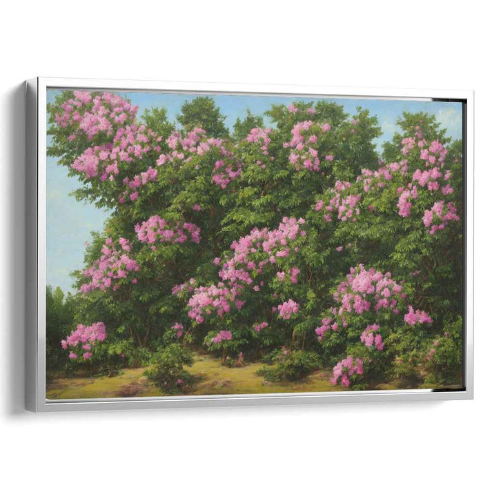 Blissful Petal Paradise: Lush Pink Blossoms Landscape Canvas Art Print
