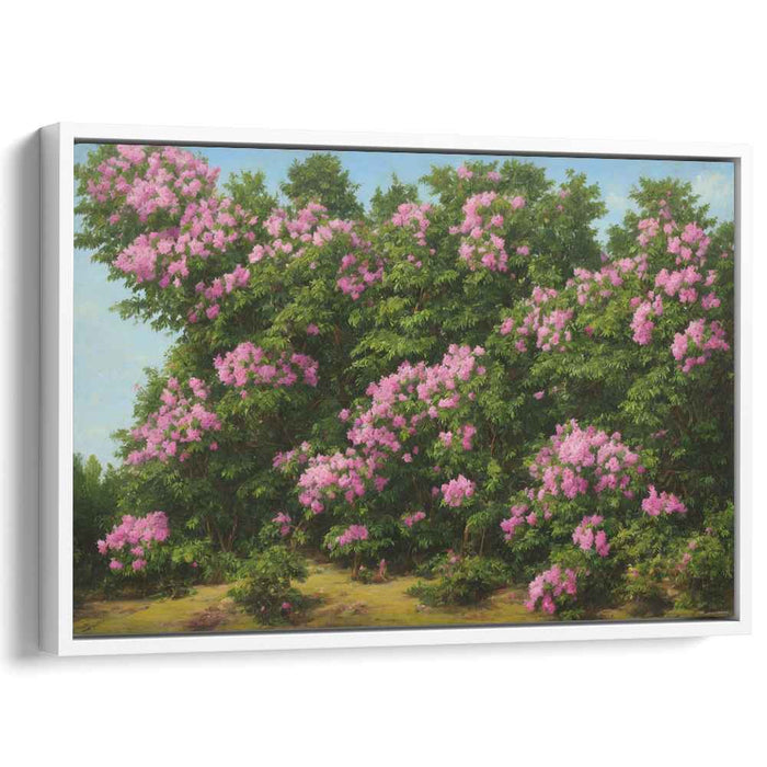 Blissful Petal Paradise: Lush Pink Blossoms Landscape Canvas Art Print
