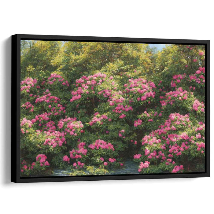 Emerald Echoes Blooms: Verdant Rhododendron Garden Canvas Art