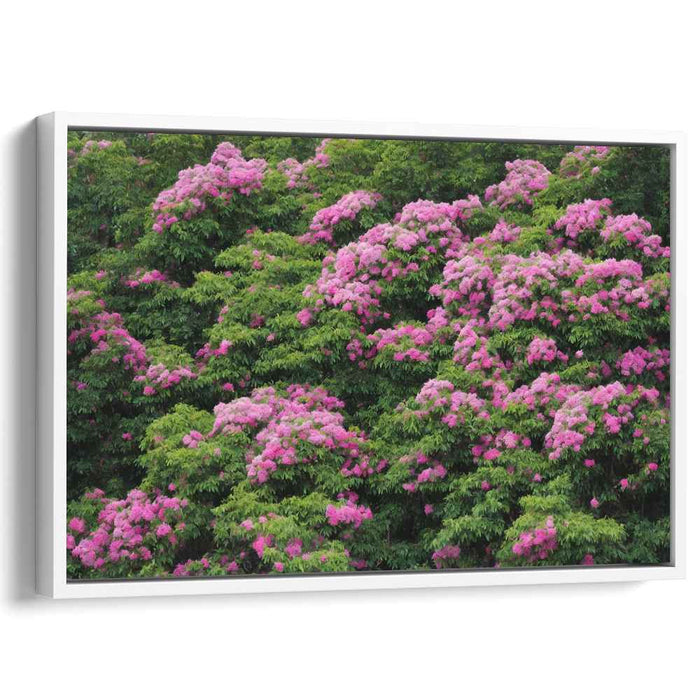 Pink Petal Horizon: Vibrant Pink Crepe Myrtle Landscape Canvas Art