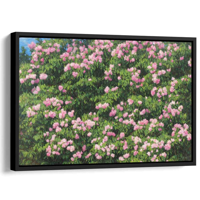 Floral Tapestry Harmony: Lush Pink Blossoms and Verdant Greens Canvas Art