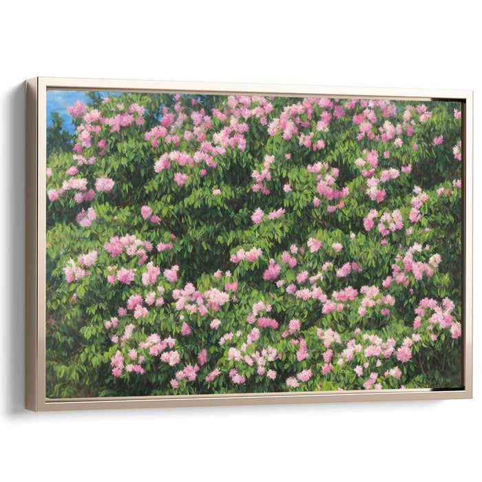 Floral Tapestry Harmony: Lush Pink Blossoms and Verdant Greens Canvas Art