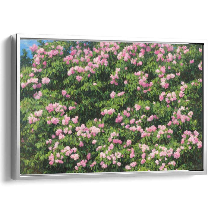 Floral Tapestry Harmony: Lush Pink Blossoms and Verdant Greens Canvas Art
