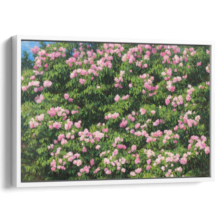 Floral Tapestry Harmony: Lush Pink Blossoms and Verdant Greens Canvas Art