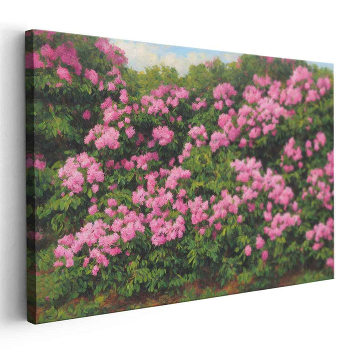 Lively Buds Burst Forth: Vibrant Rhododendrons in Bloom Canvas Art Print