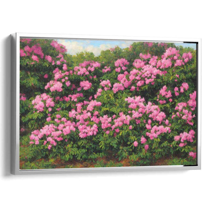 Lively Buds Burst Forth: Vibrant Rhododendrons in Bloom Canvas Art Print