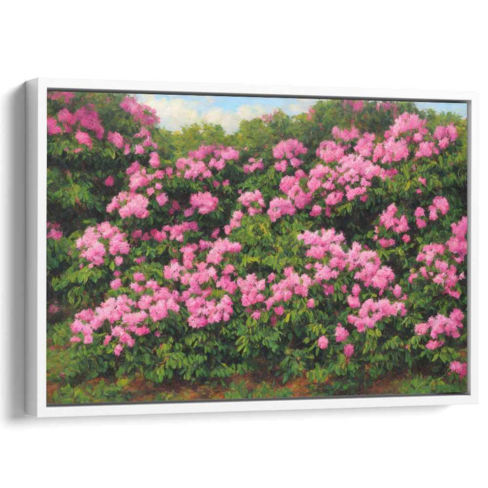 Lively Buds Burst Forth: Vibrant Rhododendrons in Bloom Canvas Art Print