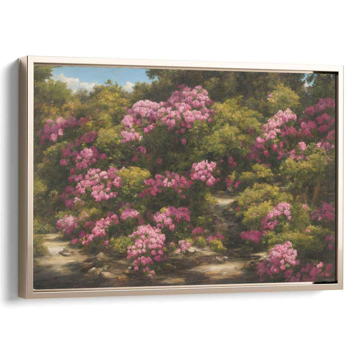 Floral Enchantment Whispers: Lush Rhododendron Blossoms Canvas Art Print