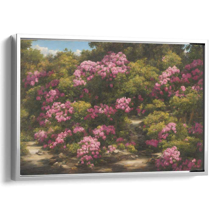 Floral Enchantment Whispers: Lush Rhododendron Blossoms Canvas Art Print