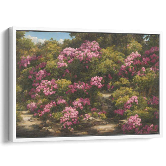 Floral Enchantment Whispers: Lush Rhododendron Blossoms Canvas Art Print