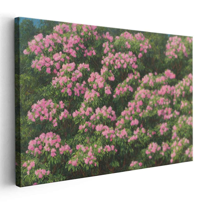 Blossoming Blush Tree: Lush Pink Flowering Tree Canvas Art Print