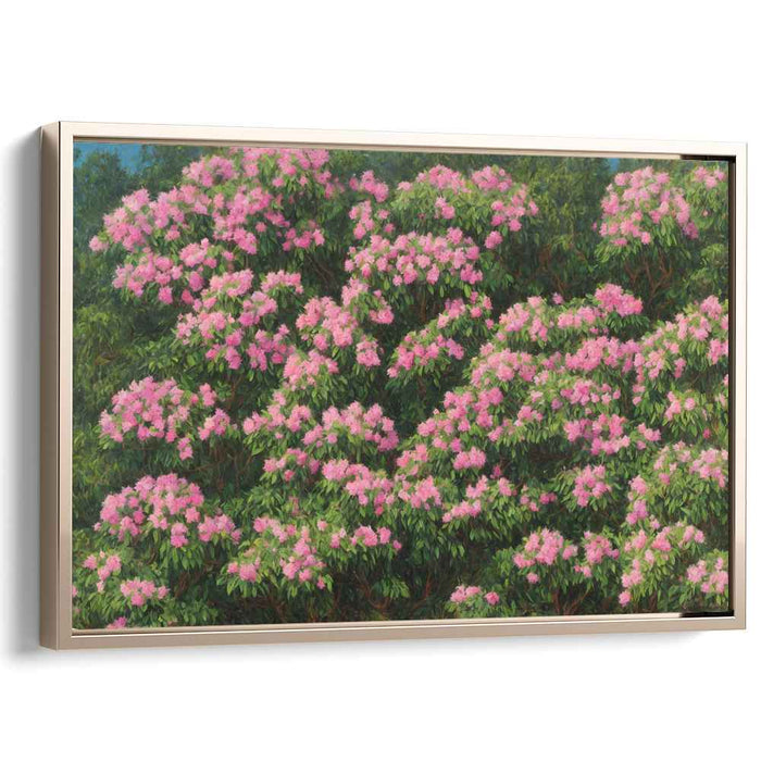 Blossoming Blush Tree: Lush Pink Flowering Tree Canvas Art Print