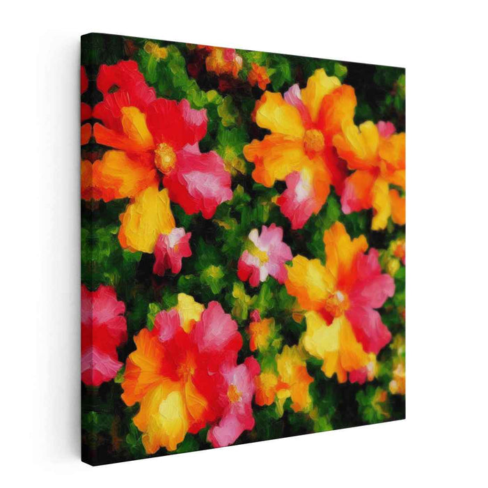 Blossom Whispers in Ether: Impressionistic Floral Canvas Art Print