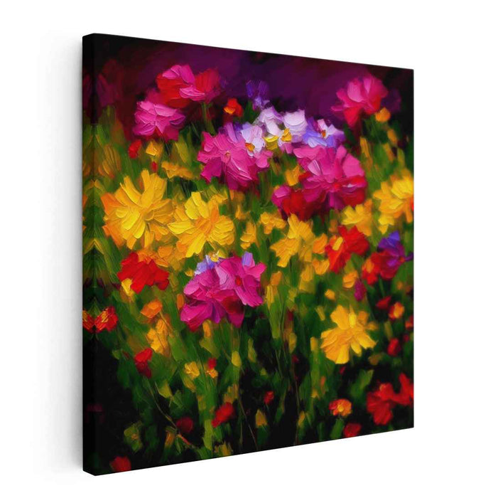 Fleurs Enchantées Mélodieuses: Colorful Floral Garden Impressionist Canvas Art Print