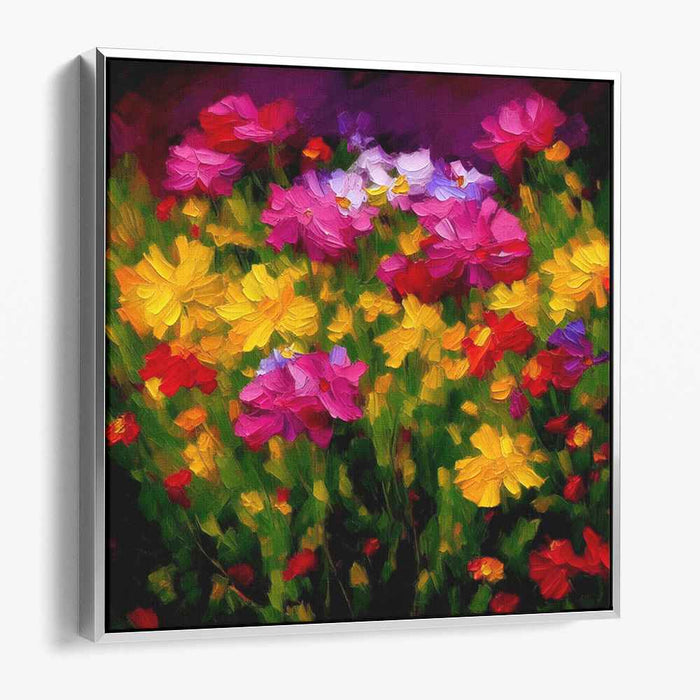 Fleurs Enchantées Mélodieuses: Colorful Floral Garden Impressionist Canvas Art Print
