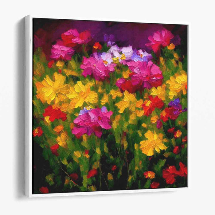 Fleurs Enchantées Mélodieuses: Colorful Floral Garden Impressionist Canvas Art Print