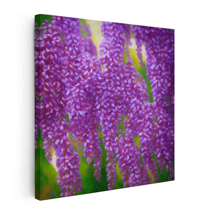 Fragrant Vineyard Whispers: Impressionist Wisteria Blossoms Canvas Art Print