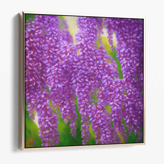 Fragrant Vineyard Whispers: Impressionist Wisteria Blossoms Canvas Art Print