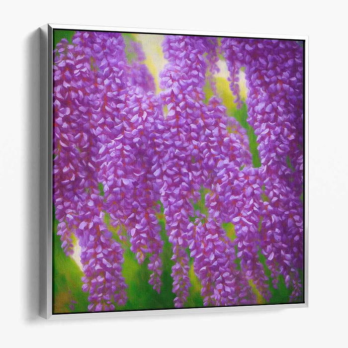 Fragrant Vineyard Whispers: Impressionist Wisteria Blossoms Canvas Art Print