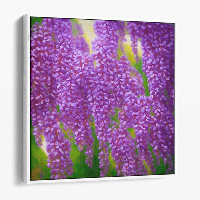 Fragrant Vineyard Whispers: Impressionist Wisteria Blossoms Canvas Art Print