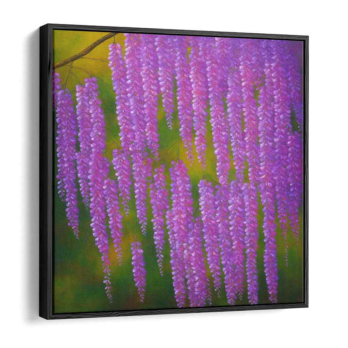 Purple Cascading Whispers: Realistic Wisteria Blossom Canvas Art Print