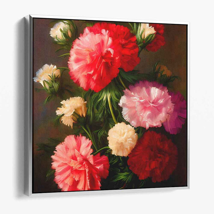 Whispering Illusion: Realistic Carnations Canvas Art Print