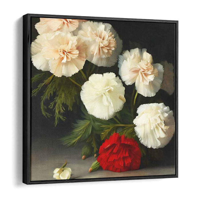 Petal Poetry Study: Carnations in Bloom Still Life Canvas Art Print