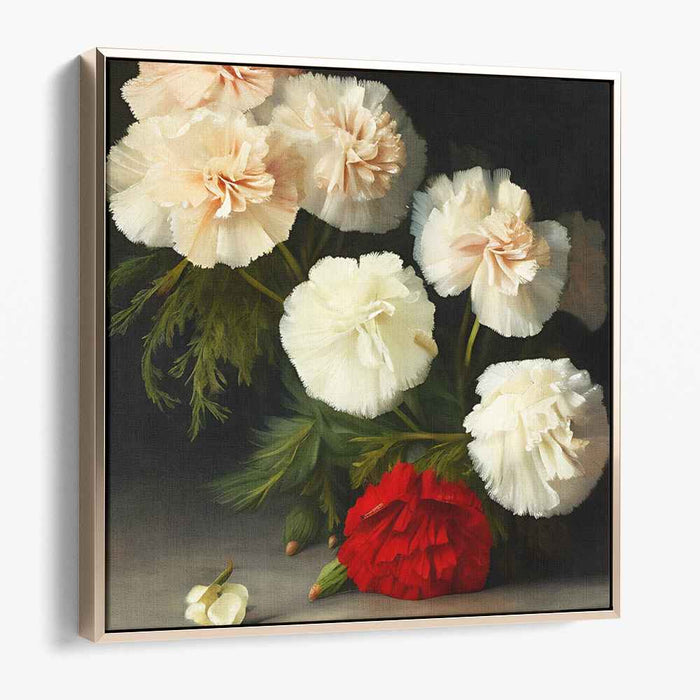 Petal Poetry Study: Carnations in Bloom Still Life Canvas Art Print