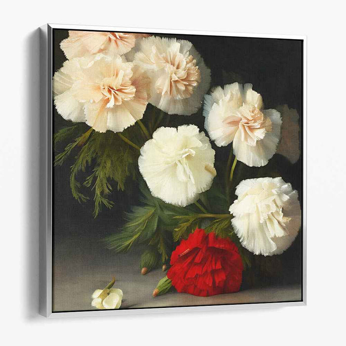 Petal Poetry Study: Carnations in Bloom Still Life Canvas Art Print