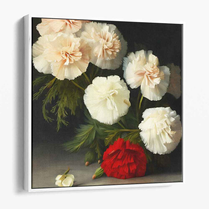 Petal Poetry Study: Carnations in Bloom Still Life Canvas Art Print