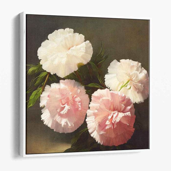 Petals of Affection: Romantic Realist Pink Peony Canvas Art Print