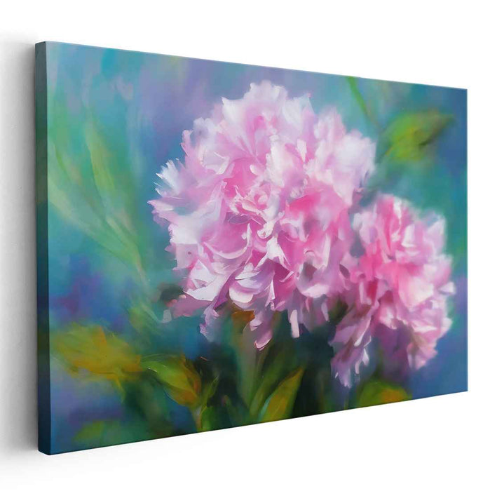 Blushing Petal Impressions: Impressionist Pink Peony Canvas Art Print