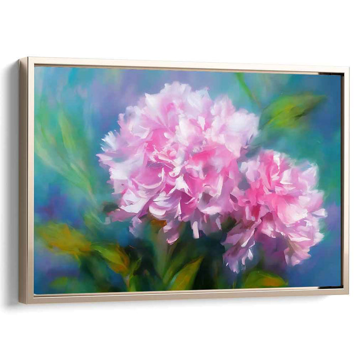 Blushing Petal Impressions: Impressionist Pink Peony Canvas Art Print