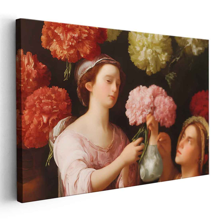 Melodic Bouquet Reverie: Classical Baroque Style Floral Arrangement Canvas Art
