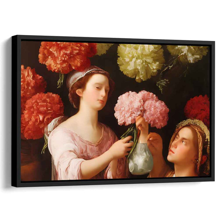 Melodic Bouquet Reverie: Classical Baroque Style Floral Arrangement Canvas Art