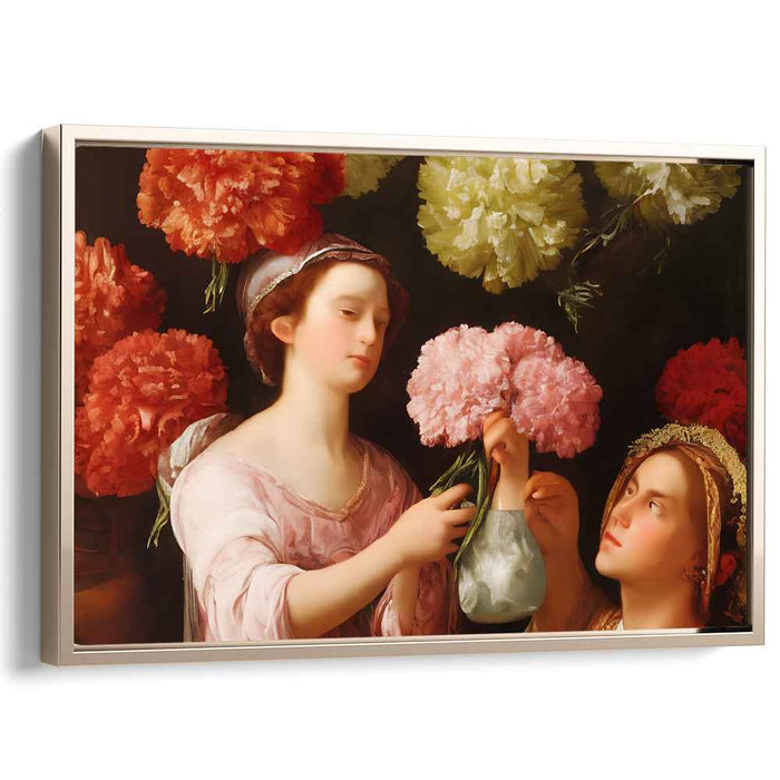 Melodic Bouquet Reverie: Classical Baroque Style Floral Arrangement Canvas Art