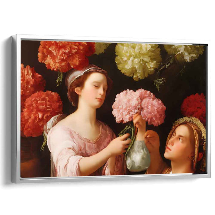 Melodic Bouquet Reverie: Classical Baroque Style Floral Arrangement Canvas Art