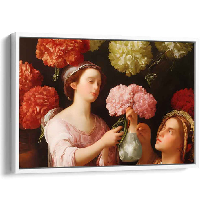 Melodic Bouquet Reverie: Classical Baroque Style Floral Arrangement Canvas Art
