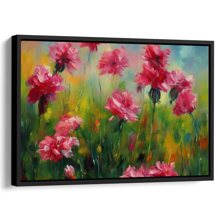 Roseate Impasto Whispers: Lush Pink Floral Impasto Canvas Art