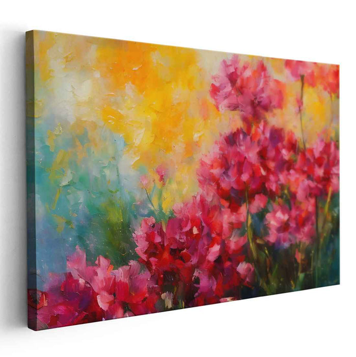Floral Tapestry Whirlwind: Vibrant Impressionist Floral Canvas Art Print