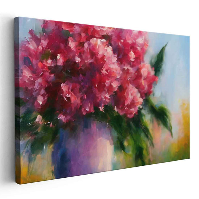 Velvet Petal Murmurs: Impressionistic Red Flower Bouquet Canvas Art Print