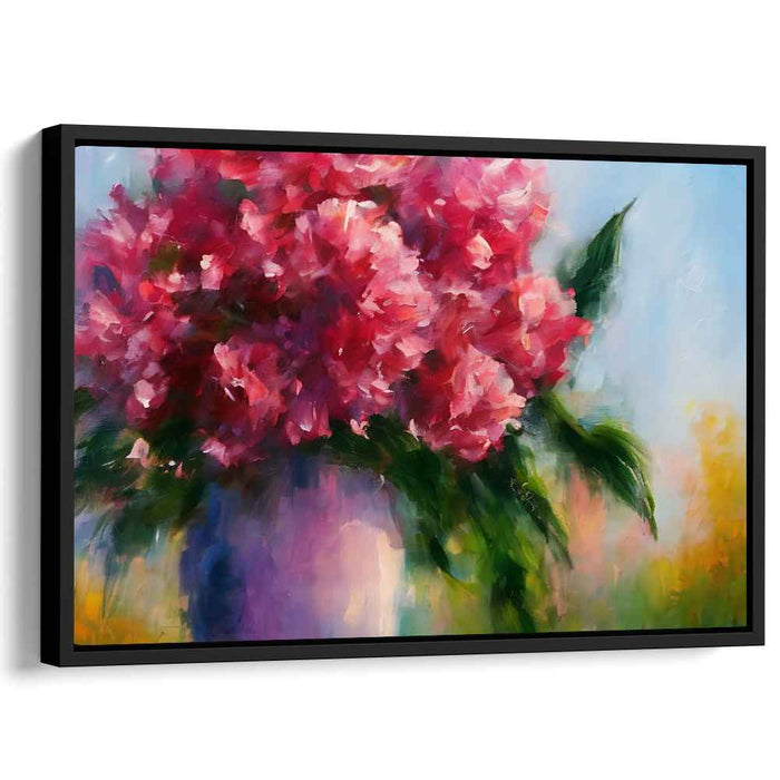 Velvet Petal Murmurs: Impressionistic Red Flower Bouquet Canvas Art Print