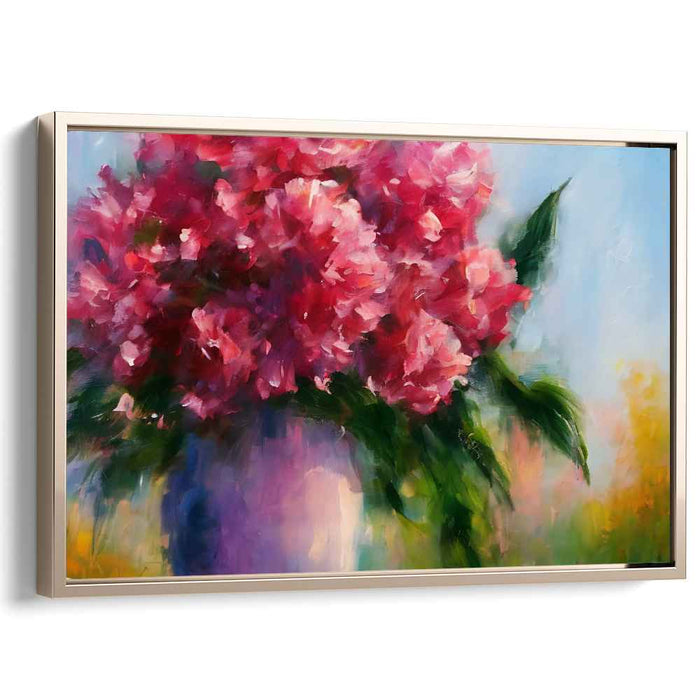 Velvet Petal Murmurs: Impressionistic Red Flower Bouquet Canvas Art Print