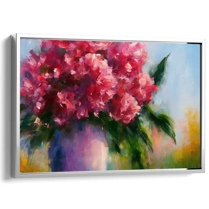 Velvet Petal Murmurs: Impressionistic Red Flower Bouquet Canvas Art Print