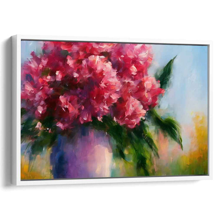 Velvet Petal Murmurs: Impressionistic Red Flower Bouquet Canvas Art Print
