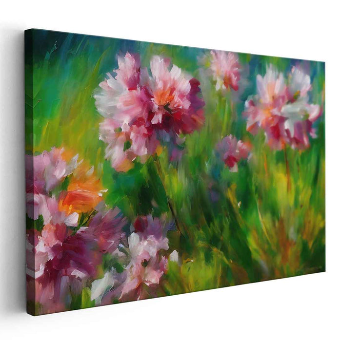 Whispers Among Blooms: Impressionist Garden Canvas Art Print