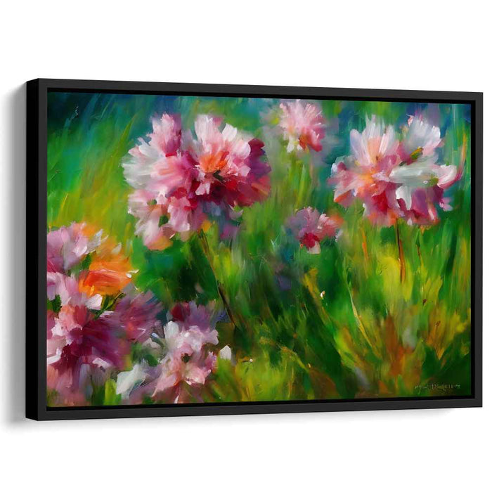 Whispers Among Blooms: Impressionist Garden Canvas Art Print
