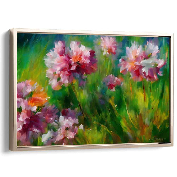 Whispers Among Blooms: Impressionist Garden Canvas Art Print